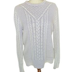 L.L. Bean Signature Cotton Fisherman Sweater, Pullover Distressed  (Size Med)